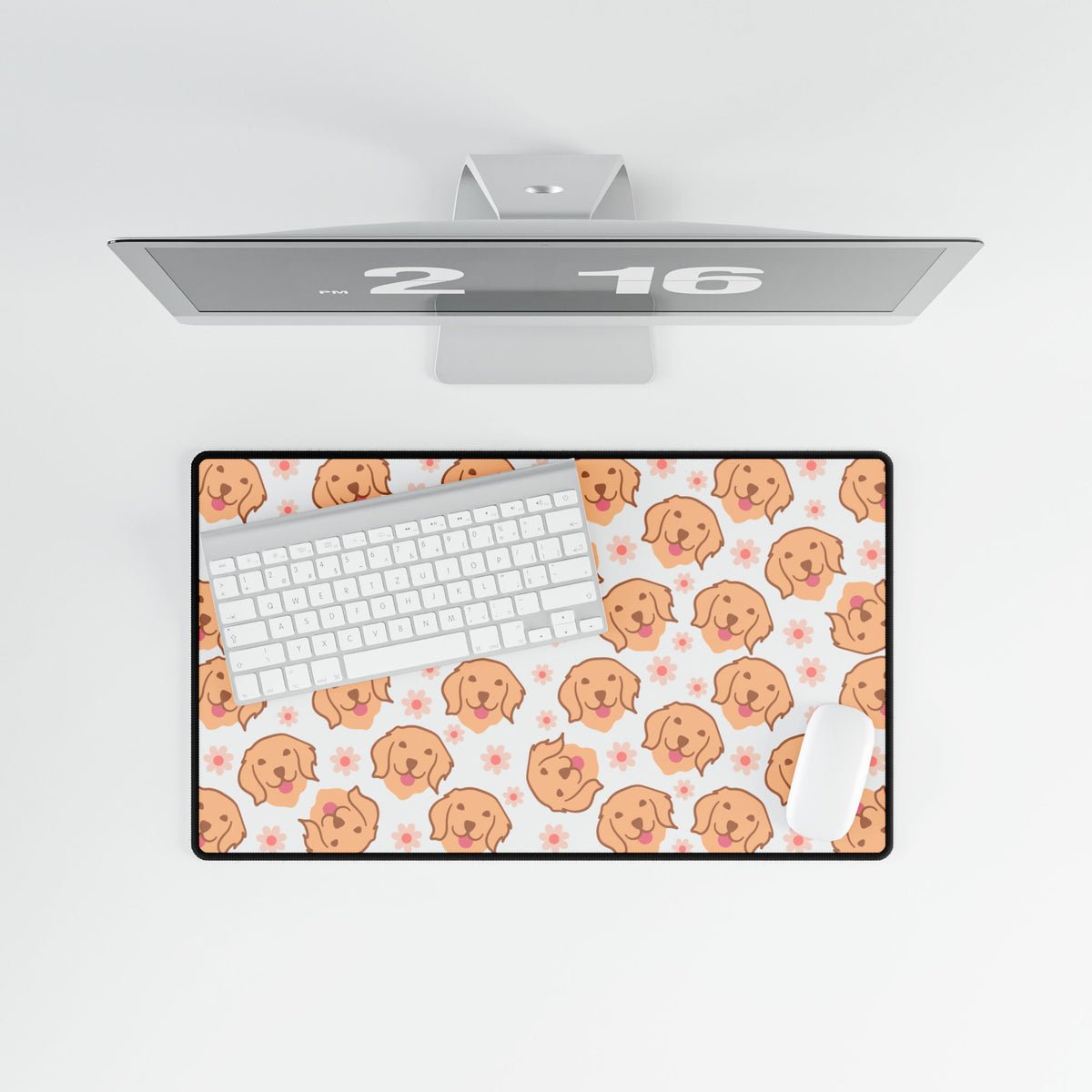 Golden Retriever Pattern Desk Mat — Cute Puppy Mouse Pad for Home Office