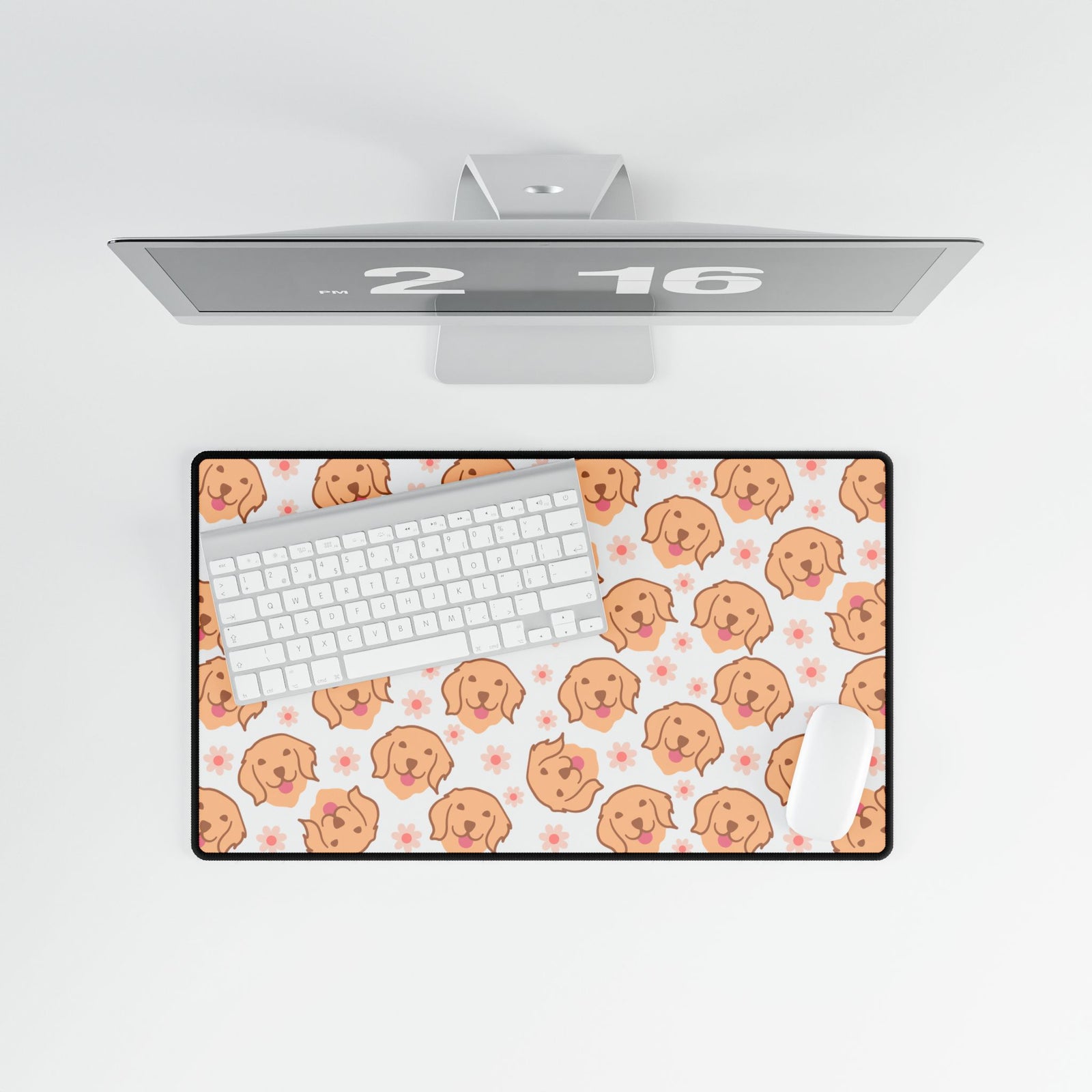 Golden Retriever Pattern Desk Mat — Cute Puppy Mouse Pad for Home Office