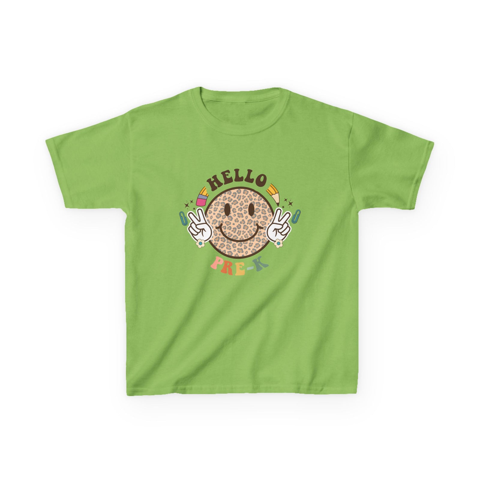 Pre-K Cheetah Smiley Face Graphic Tee Back-to-School Pre-K Kids T-Shirt