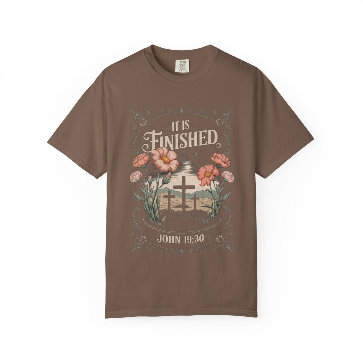 It Is Finished John 19:30 Christian Floral Cross T‑Shirt Unisex Distressed Tee