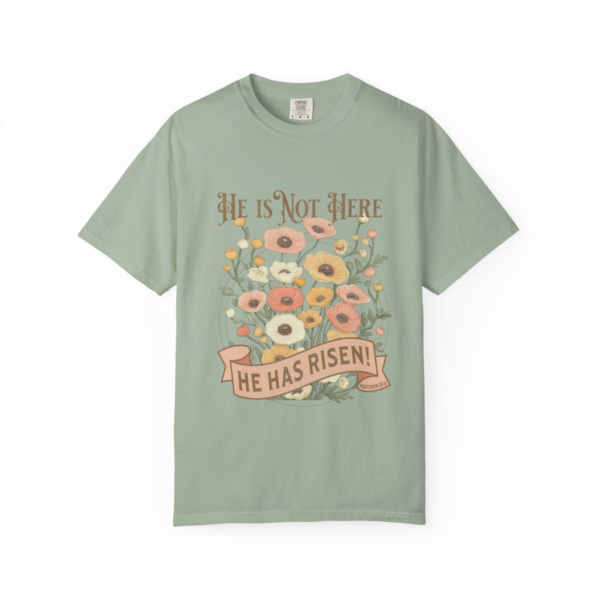 He Is Not Here He Has Risen Floral Unisex Easter T-Shirt Distressed Christian Tee