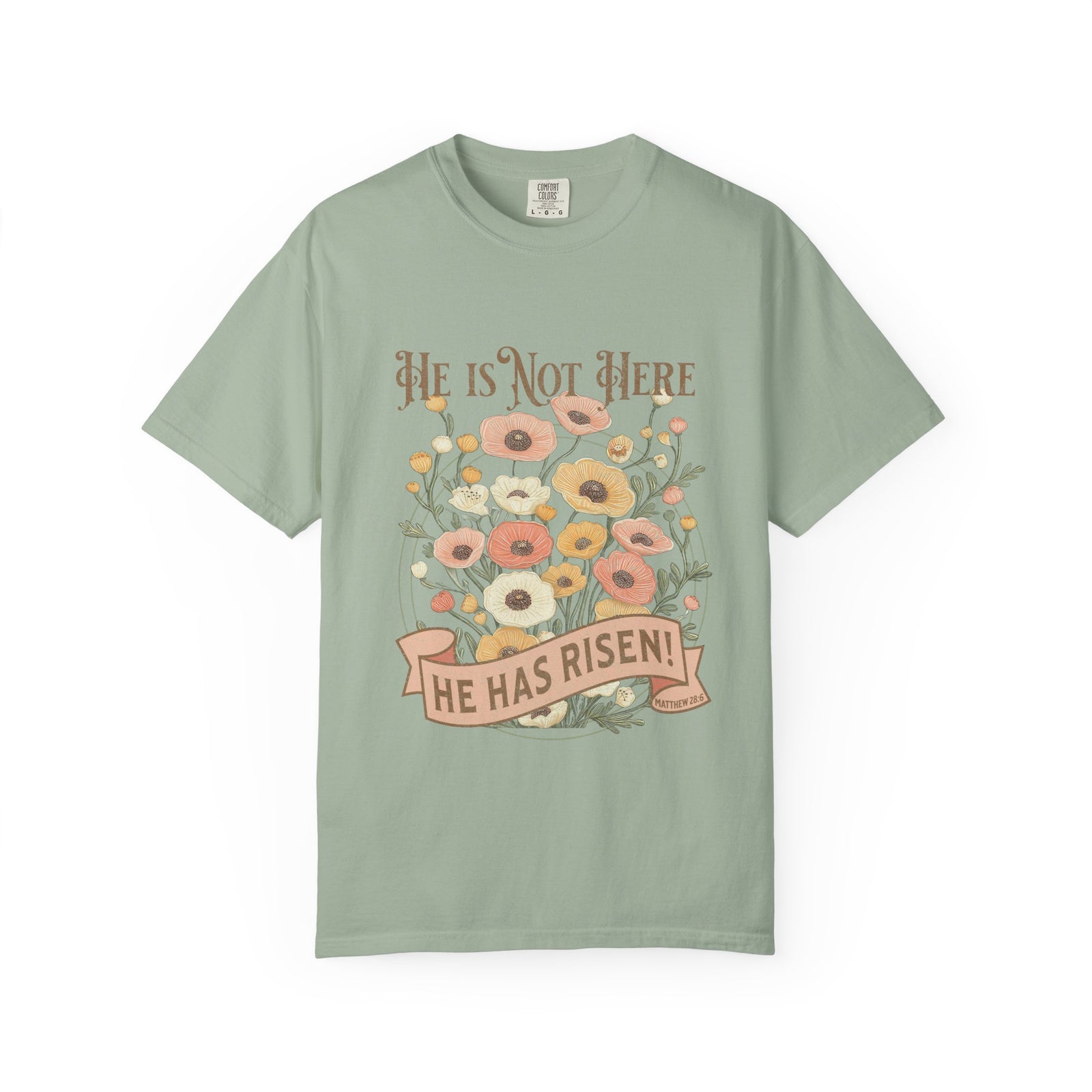 He Is Not Here He Has Risen Floral Unisex Easter T-Shirt Distressed Christian Tee