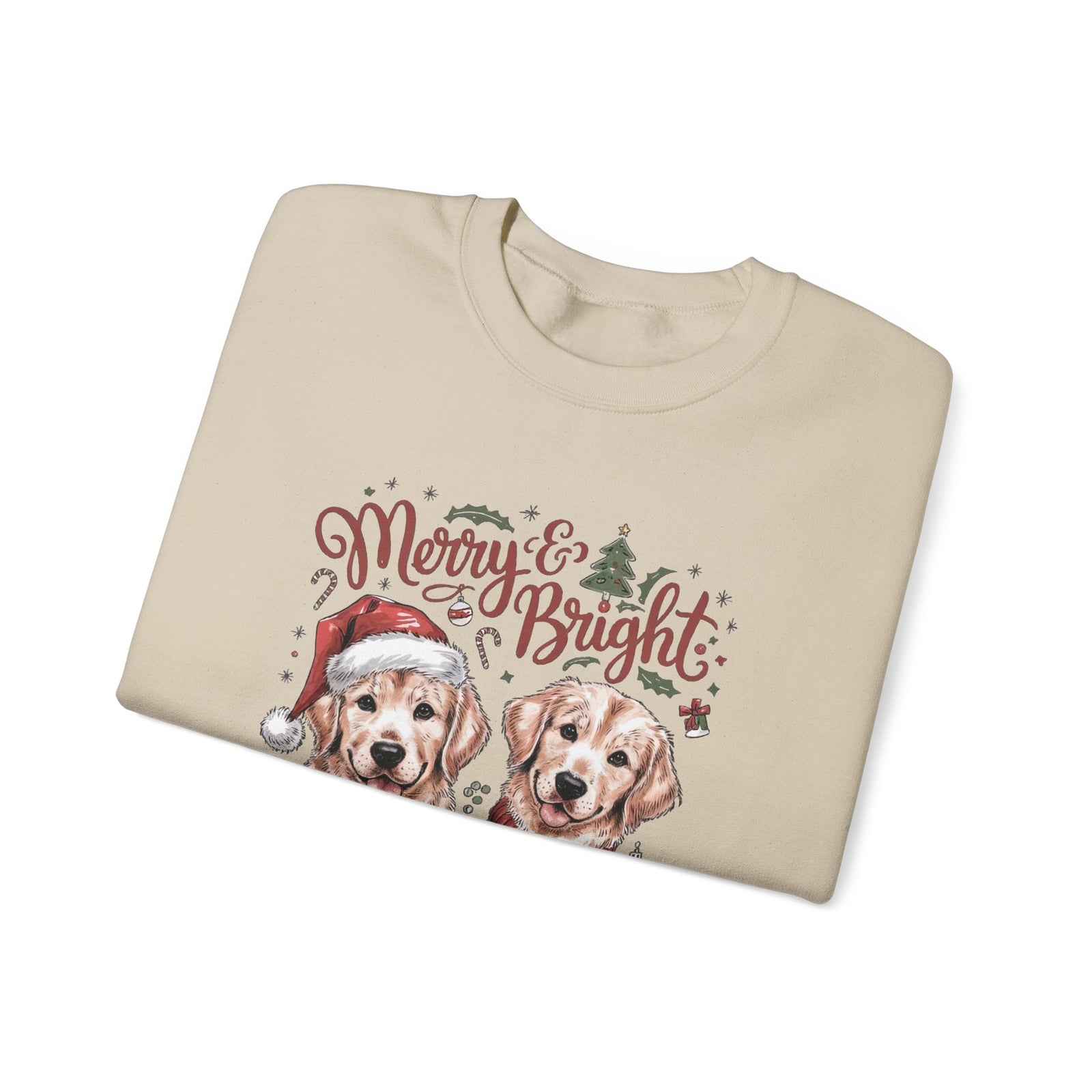 Merry & Bright Christmas Dogs Crewneck Unisex Sweatshirt