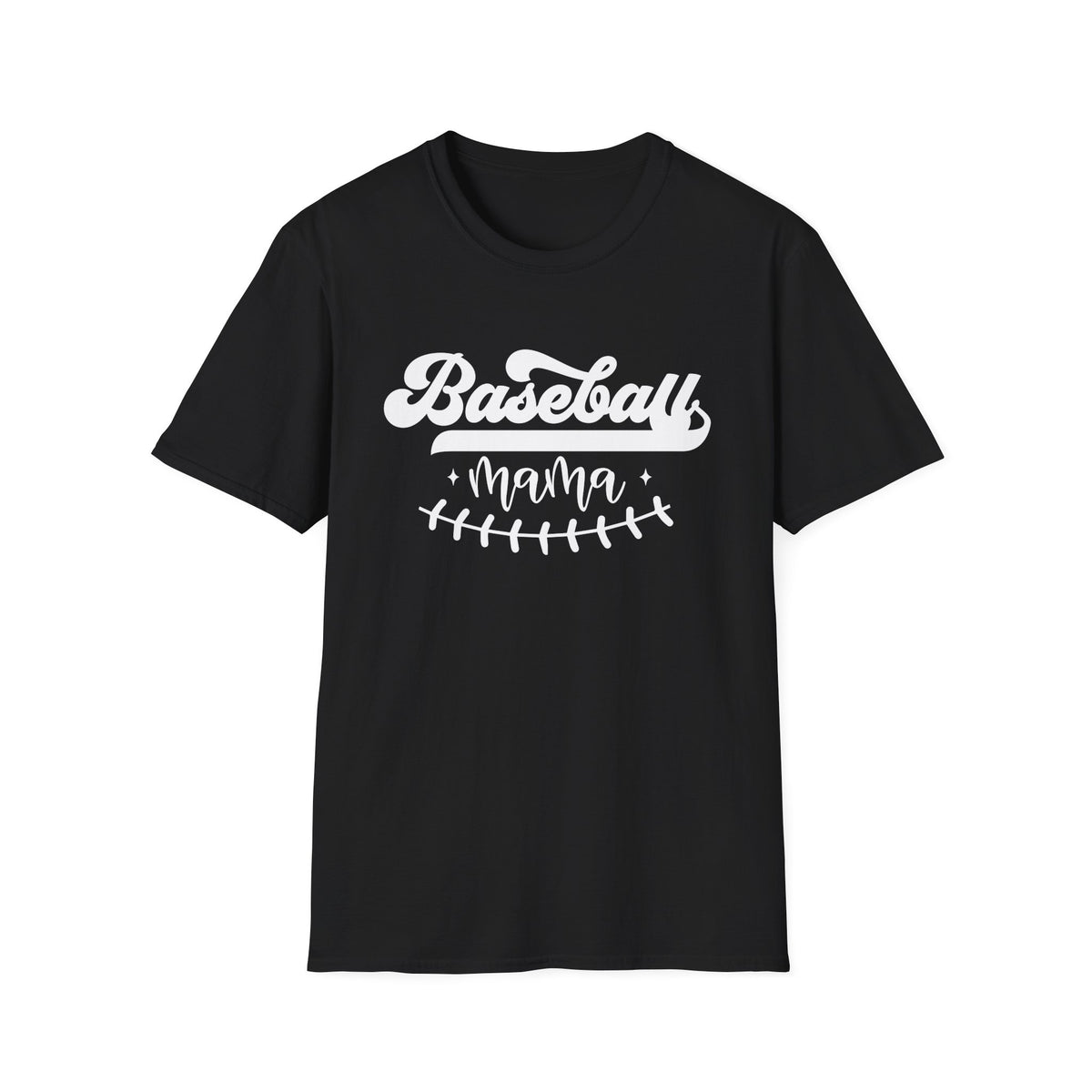 Baseball Mama Stitch Graphic T-Shirt Cute Sports Mom Tee (12 Team Colors)