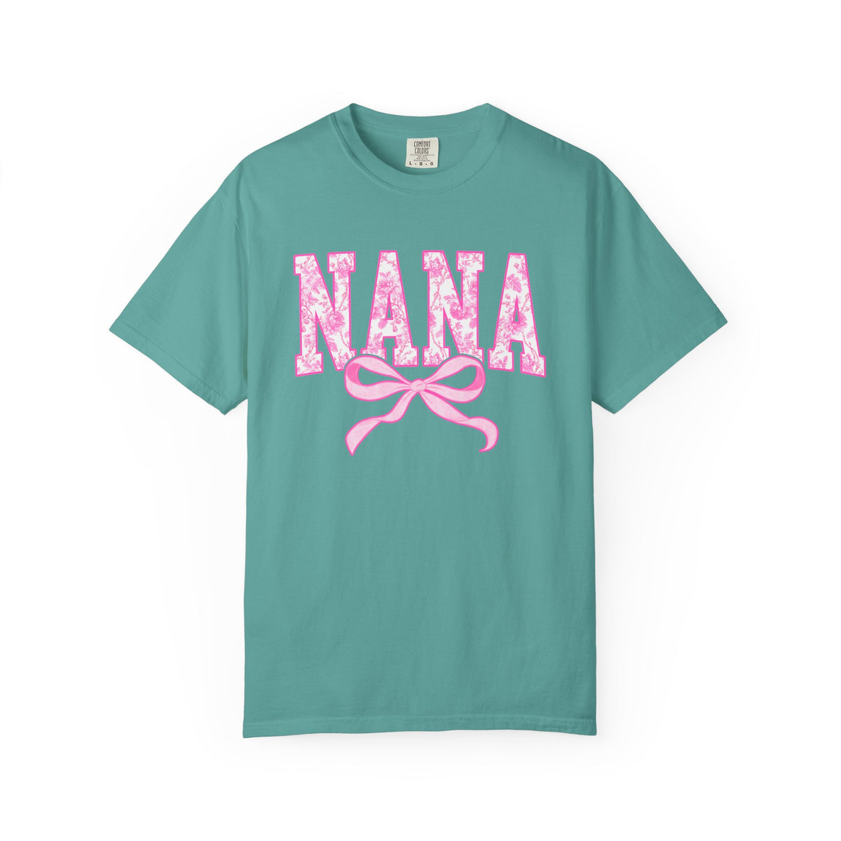 Nana Coquette Pink Toile Bow T-Shirt Cute Grandmother Graphic Tee