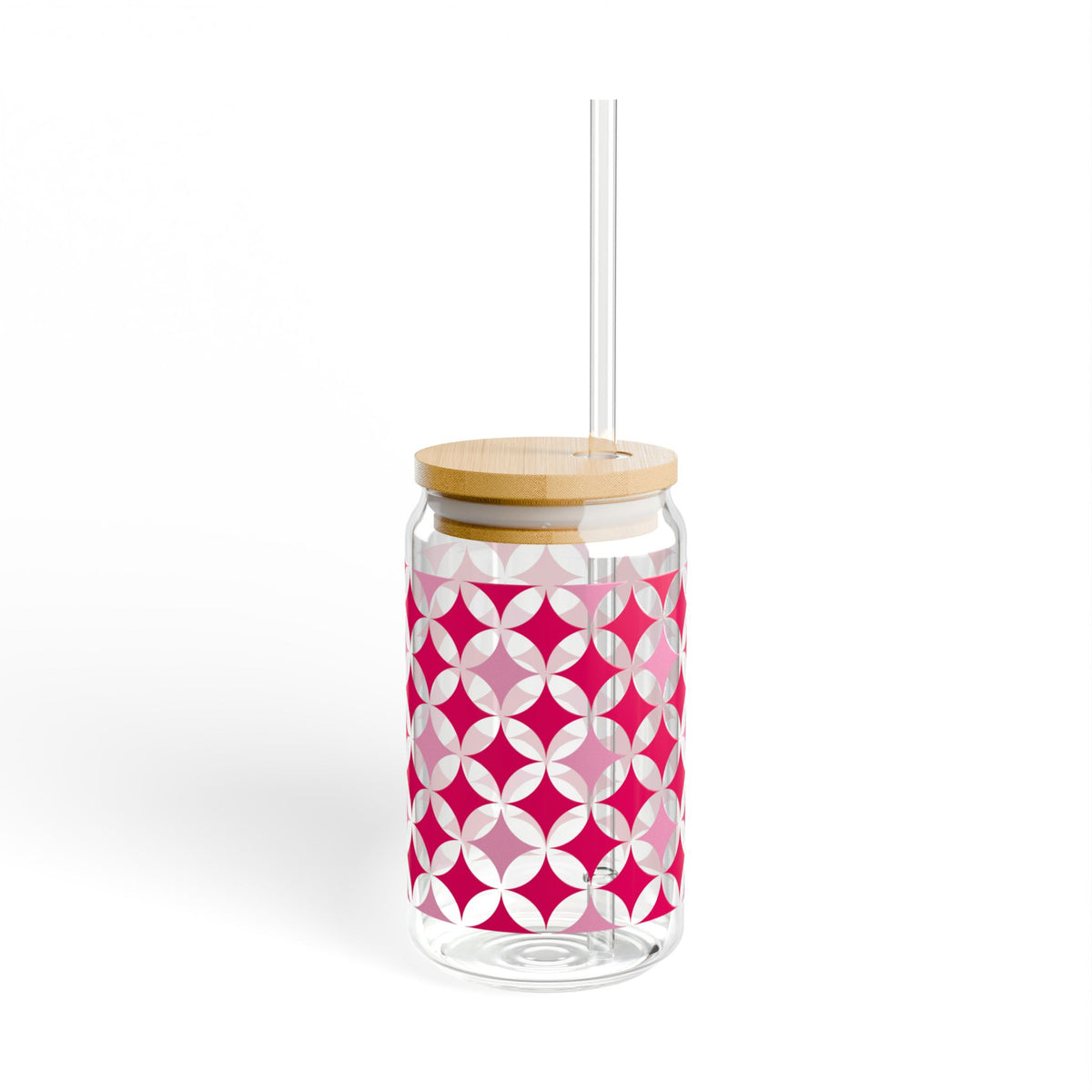 Twinkling Tidings Christmas Sipper Glass 16oz Reusable Drink Jar with Lid & Straw