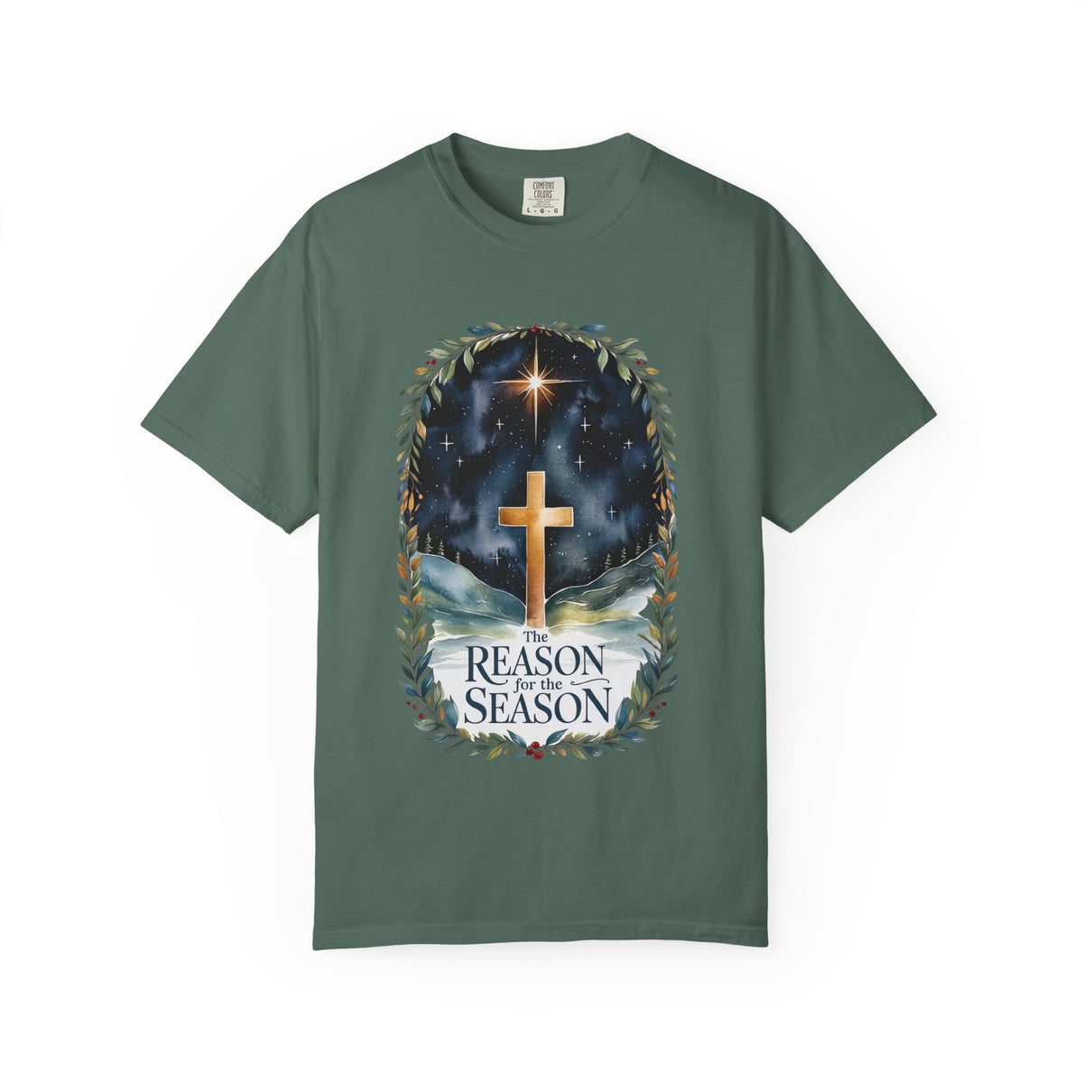 The Reason for the Season Christmas T-Shirt Christian Cross Graphic Tee