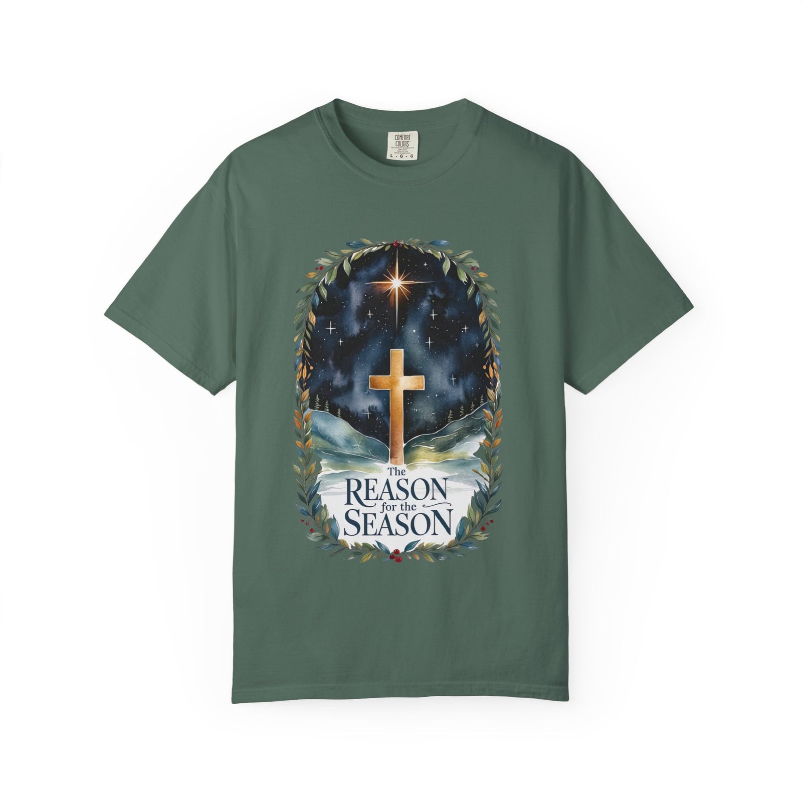 The Reason for the Season Christmas T-Shirt Christian Cross Graphic Tee
