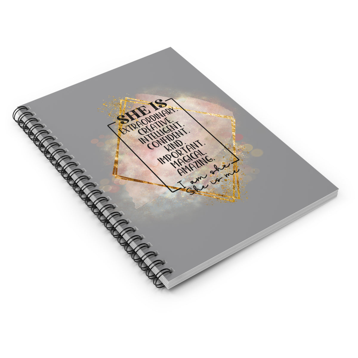 She is Me Inspirational Spiral Notebook Empowering Affirmation Journal