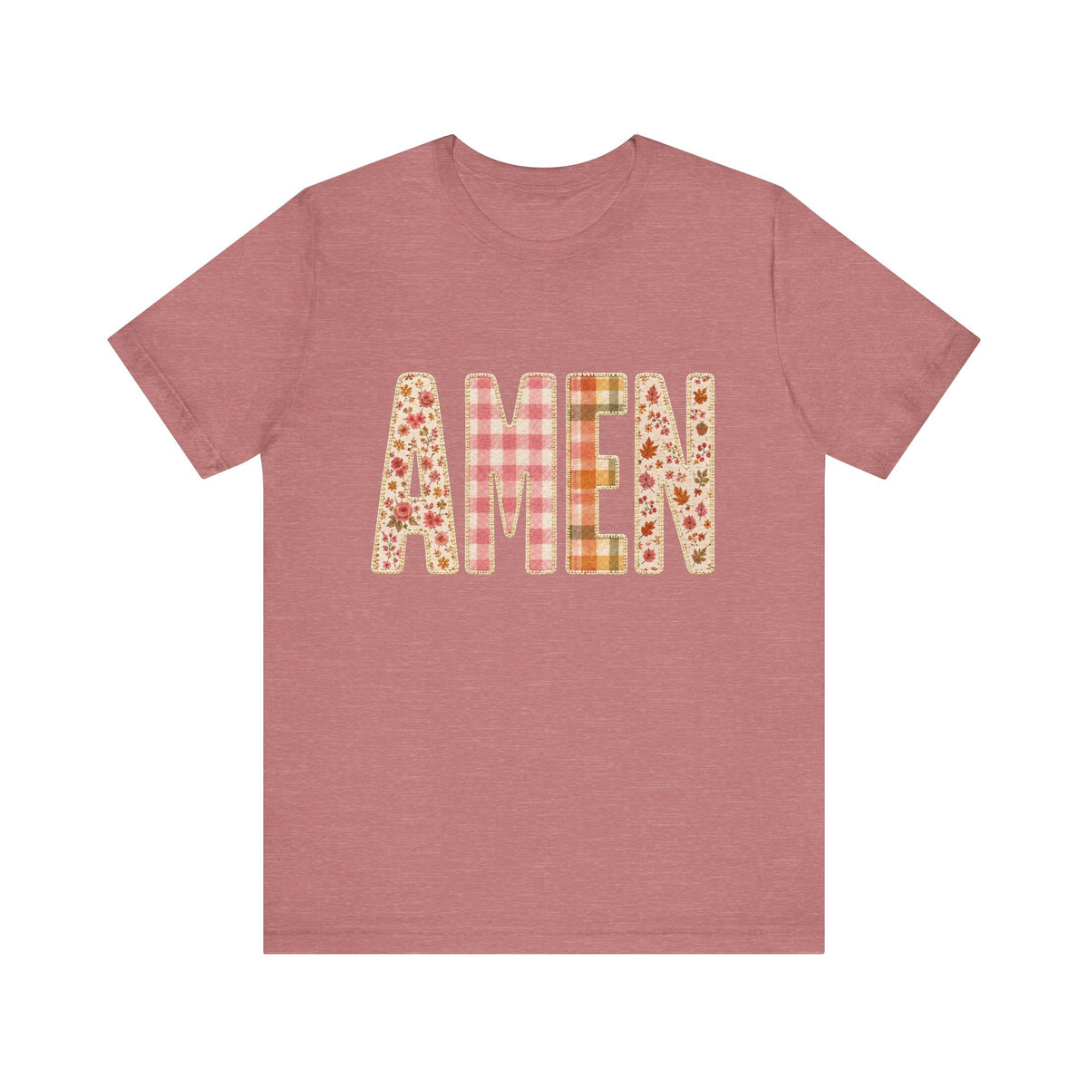 AMEN Floral Plaid Tee Women's Christian Graphic T-Shirt