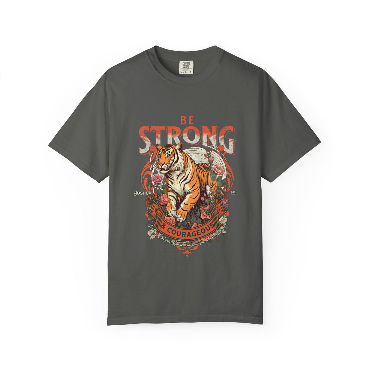 Be Strong & Courageous Tiger Vintage Graphic Tee Distressed Christian T-Shirt