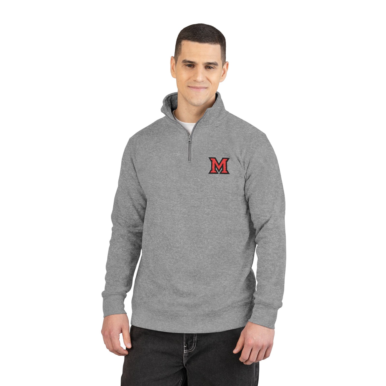 Miami University Embroidered 'M' Quarter-Zip Fleece Pullover Cozy Casual Sweatshirt