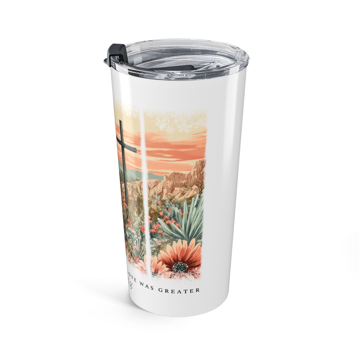 My Sin Was Great John 3:16 Floral Sunset 20oz Tumbler Christian Travel Mug