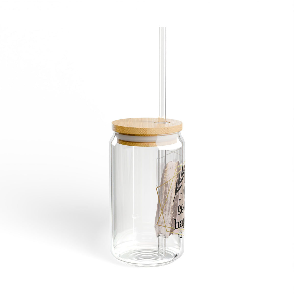 Make Your Soul Happy Inspirational Tumbler Sipper Glass 16oz — Reusable Drink Jar with Lid & Straw - Sydney So Sweet