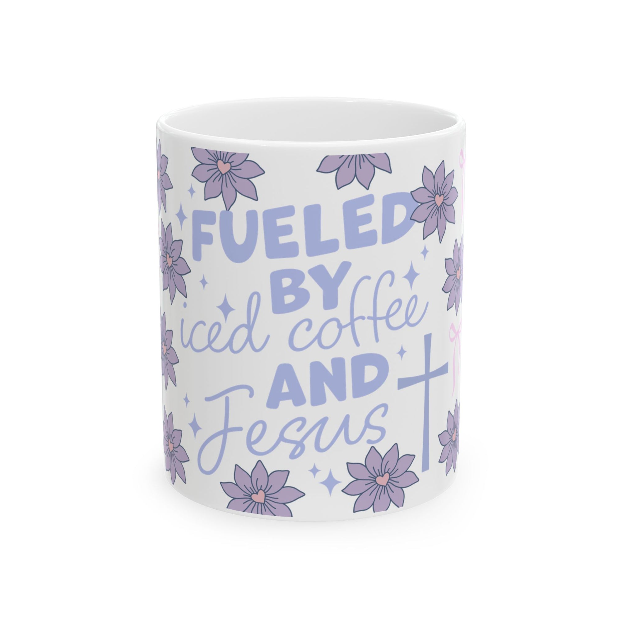 Fueled by Iced Coffee and Jesus Cute Ceramic Mug Coffee Cup (11oz & 15 -  Sydney So Sweet