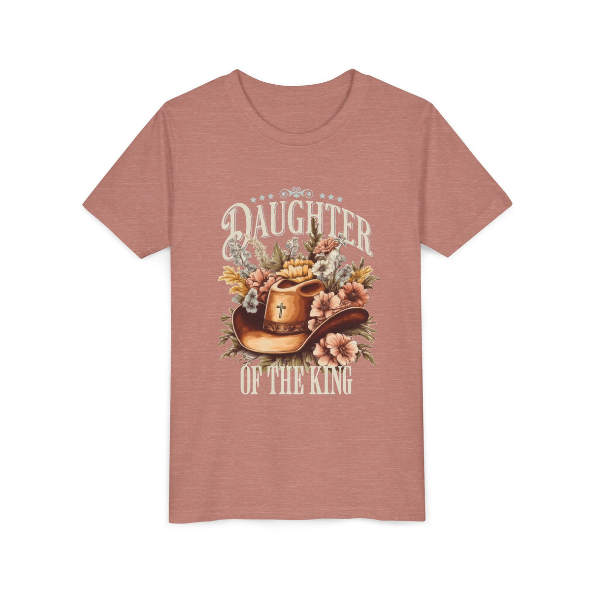 Daughter of the King Distressed Kids T-Shirt Cowgirl Christian Graphic Tee