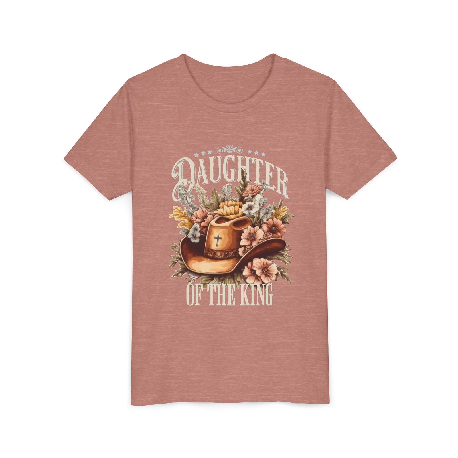 Daughter of the King Distressed Kids T-Shirt Cowgirl Christian Graphic Tee