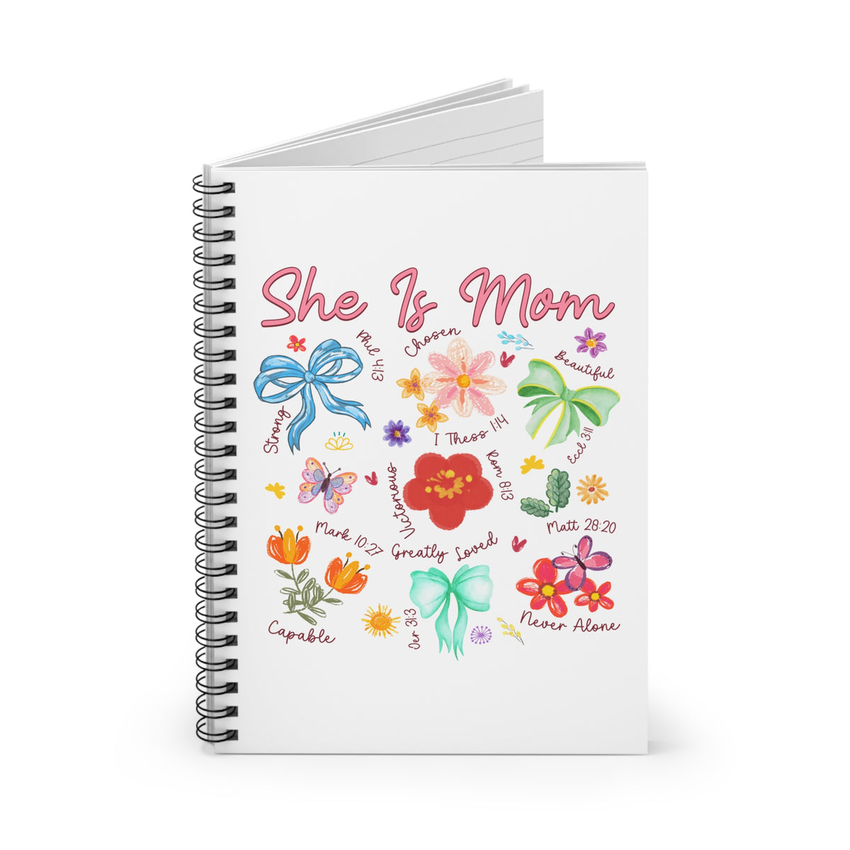 She Is Mom Floral Spiral Ruled Notebook Inspirational Christian Mom Journal