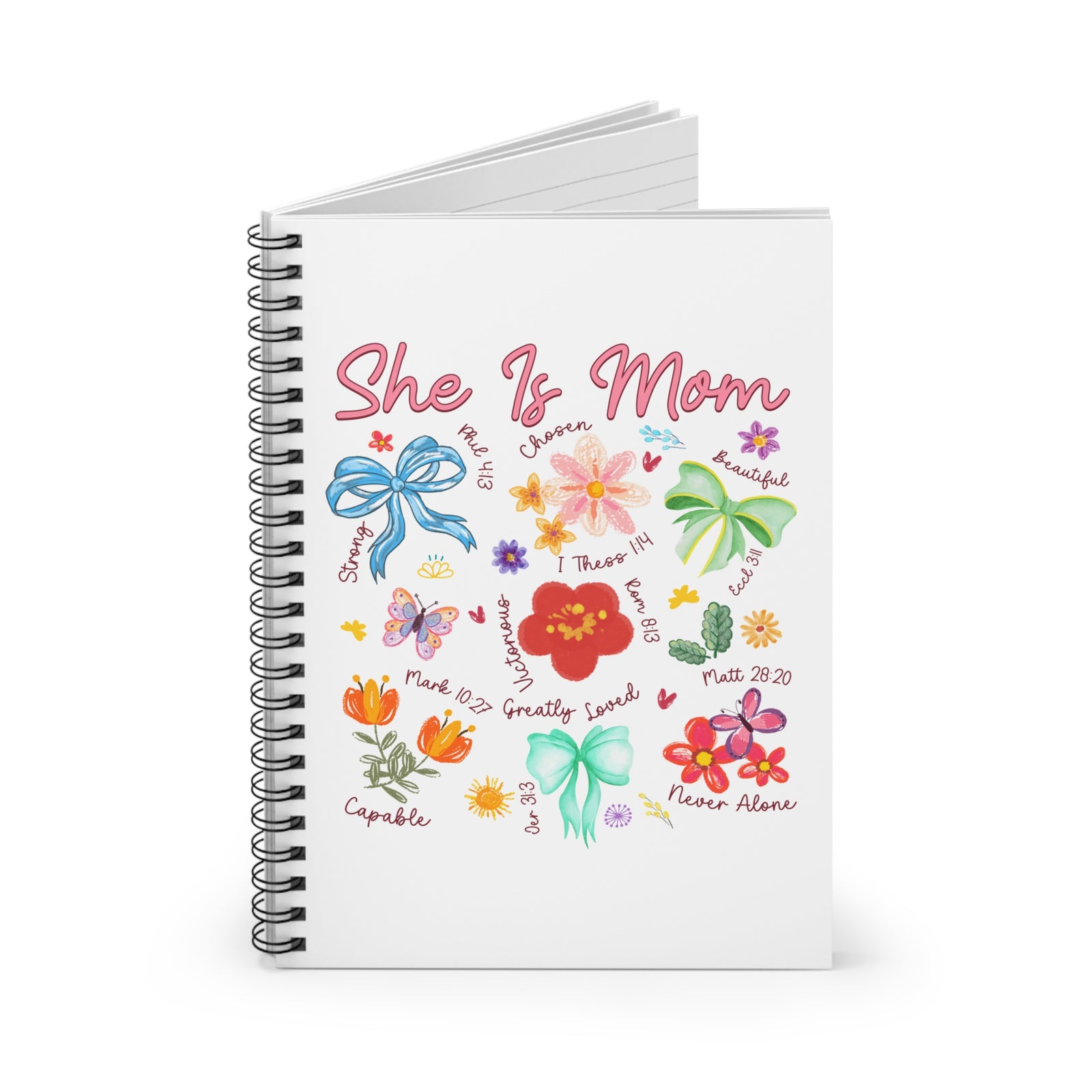 She Is Mom Floral Spiral Ruled Notebook Inspirational Christian Mom Journal
