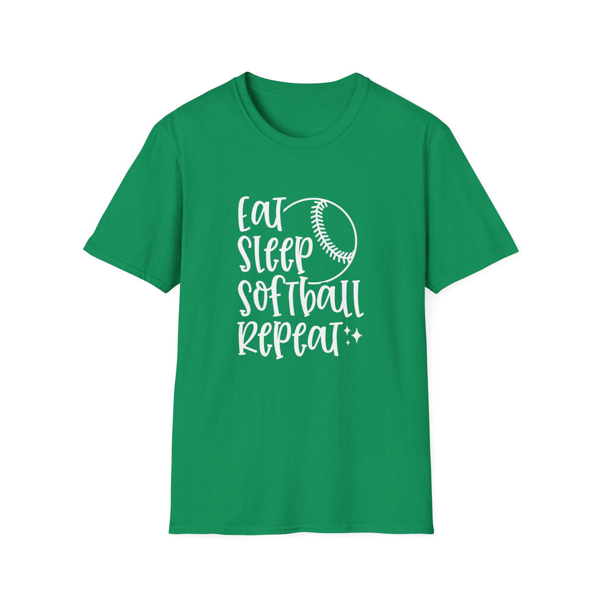 Eat Sleep Softball Repeat Graphic T-Shirt Cute Sports Mom Tee (12 Team Colors)