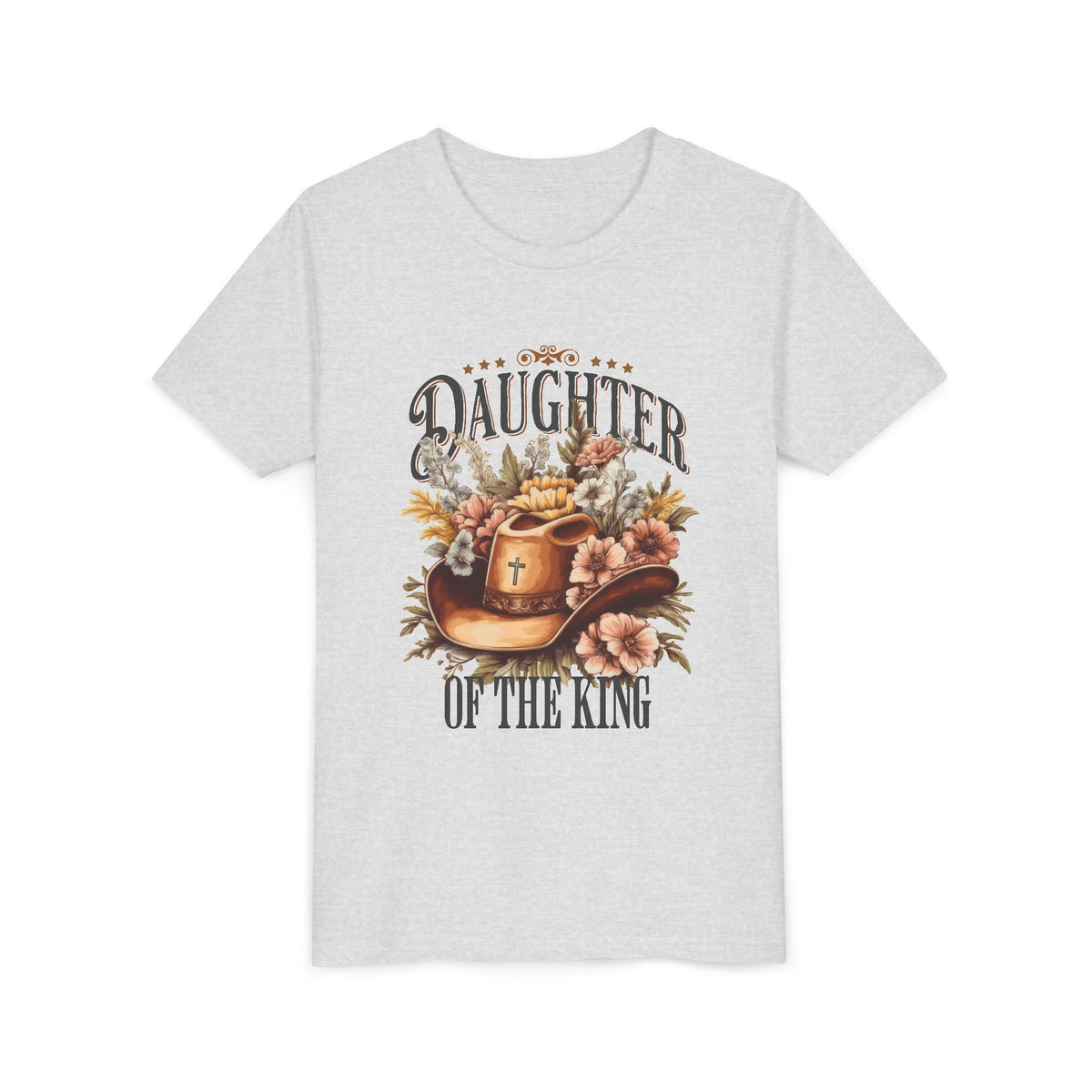 Daughter of the King Distressed Kids T-Shirt Cowgirl Christian Graphic Tee