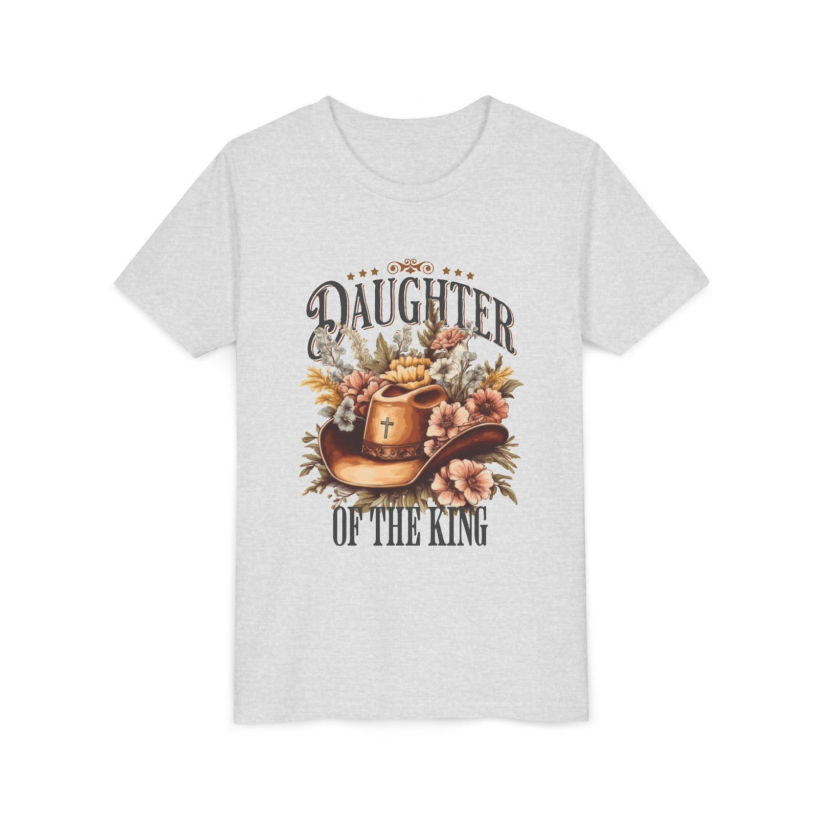 Daughter of the King Distressed Kids T-Shirt Cowgirl Christian Graphic Tee