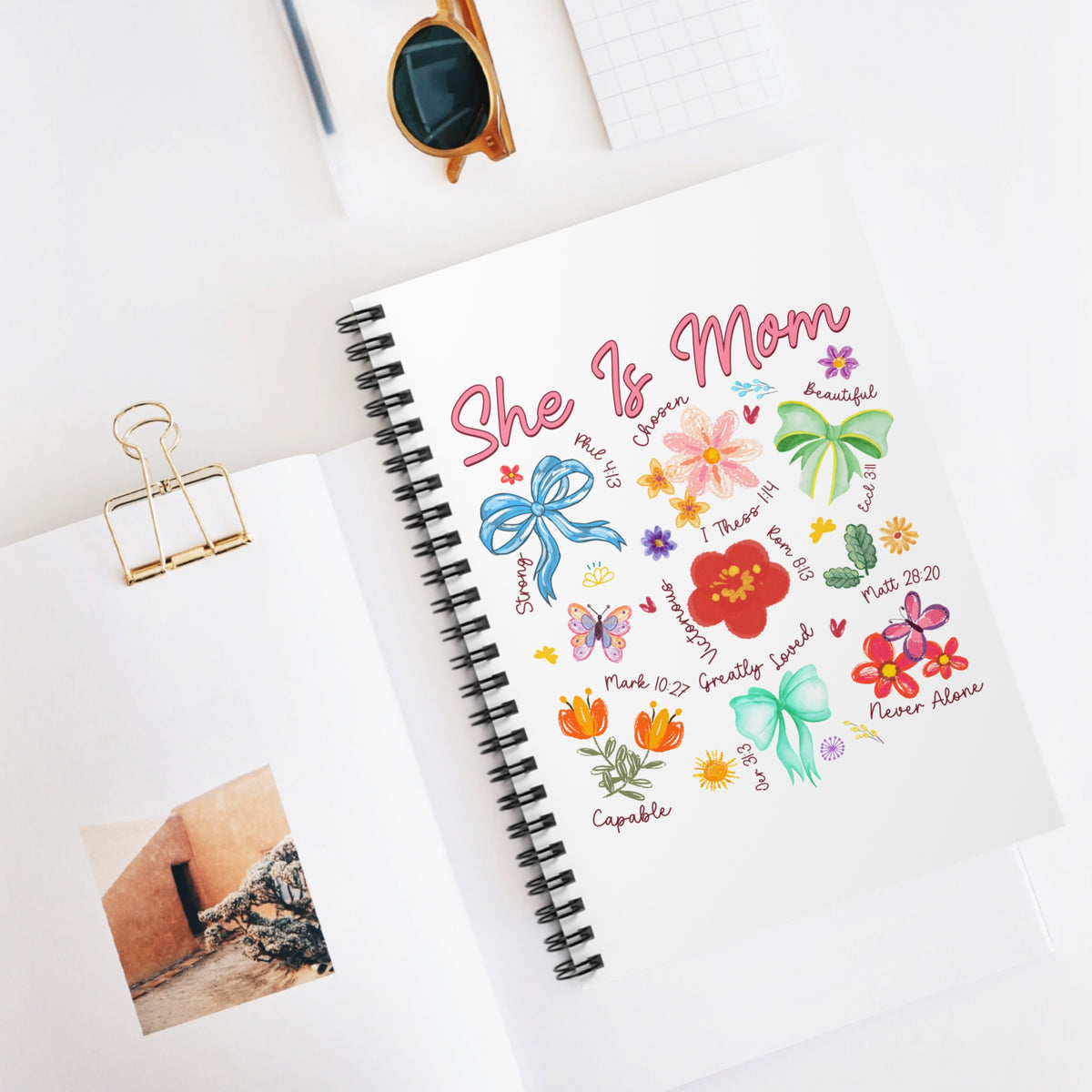 She Is Mom Floral Spiral Ruled Notebook Inspirational Christian Mom Journal