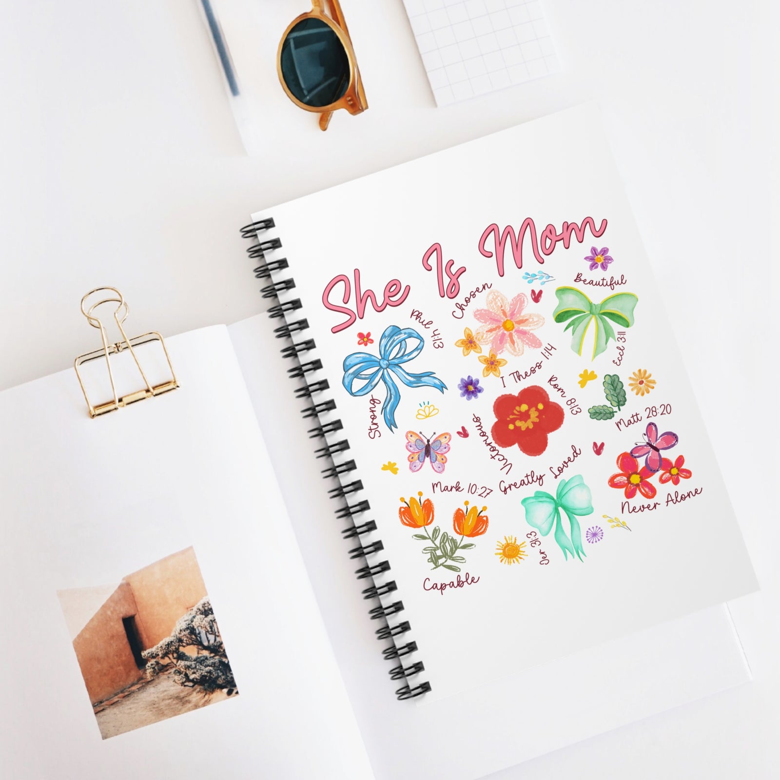 She Is Mom Floral Spiral Ruled Notebook Inspirational Christian Mom Journal