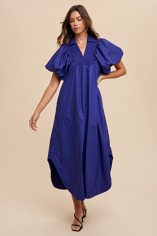 Annie Wear Smocked Puff Sleeve Midi Dress - Sydney So Sweet