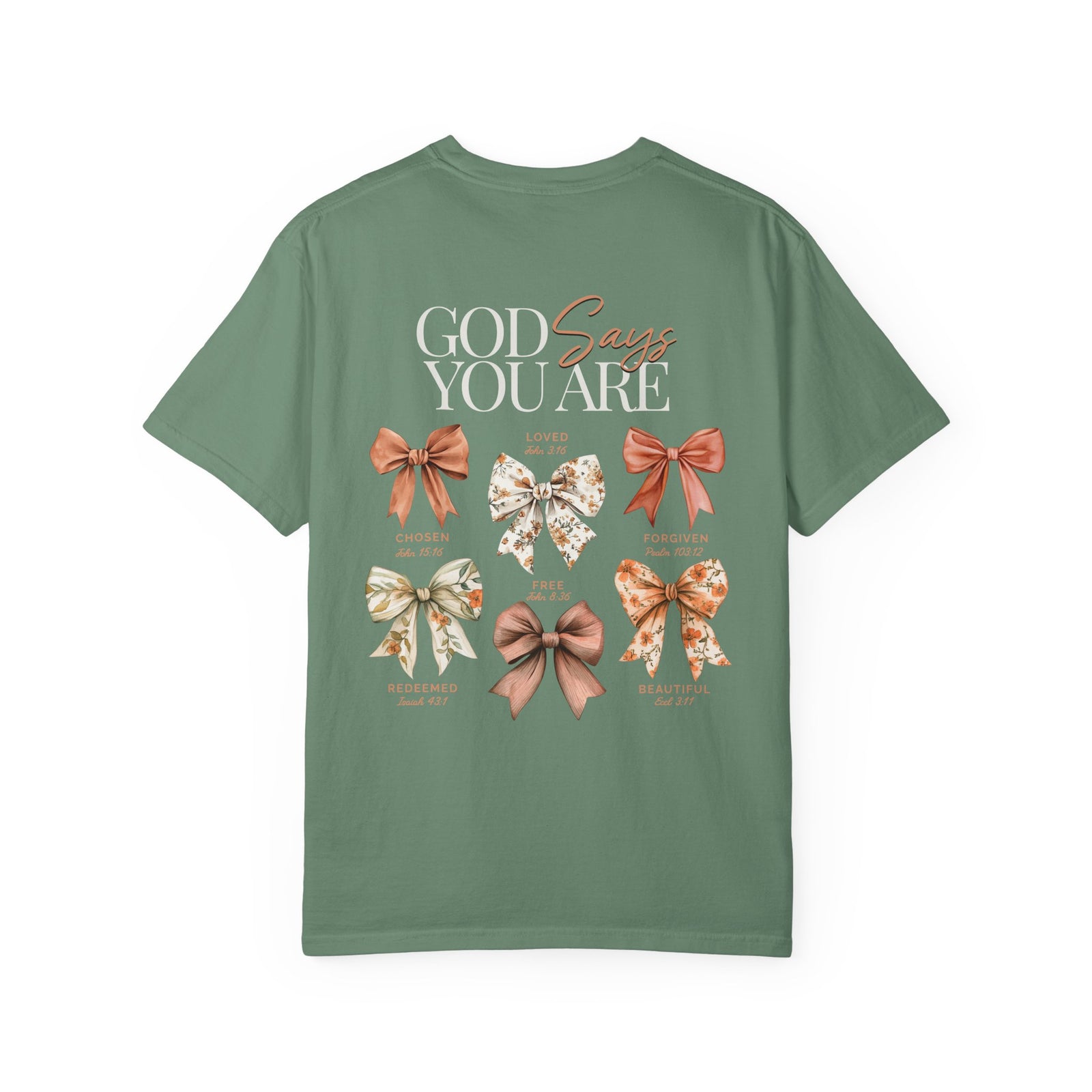 God Says You Are Coquette Bow Graphic T‑Shirt Inspirational Floral Tee