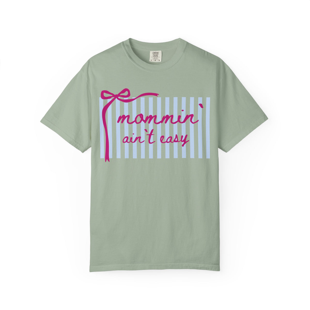 Mommin' Ain't Easy Graphic T-Shirt Cute Striped Mom Life Tee