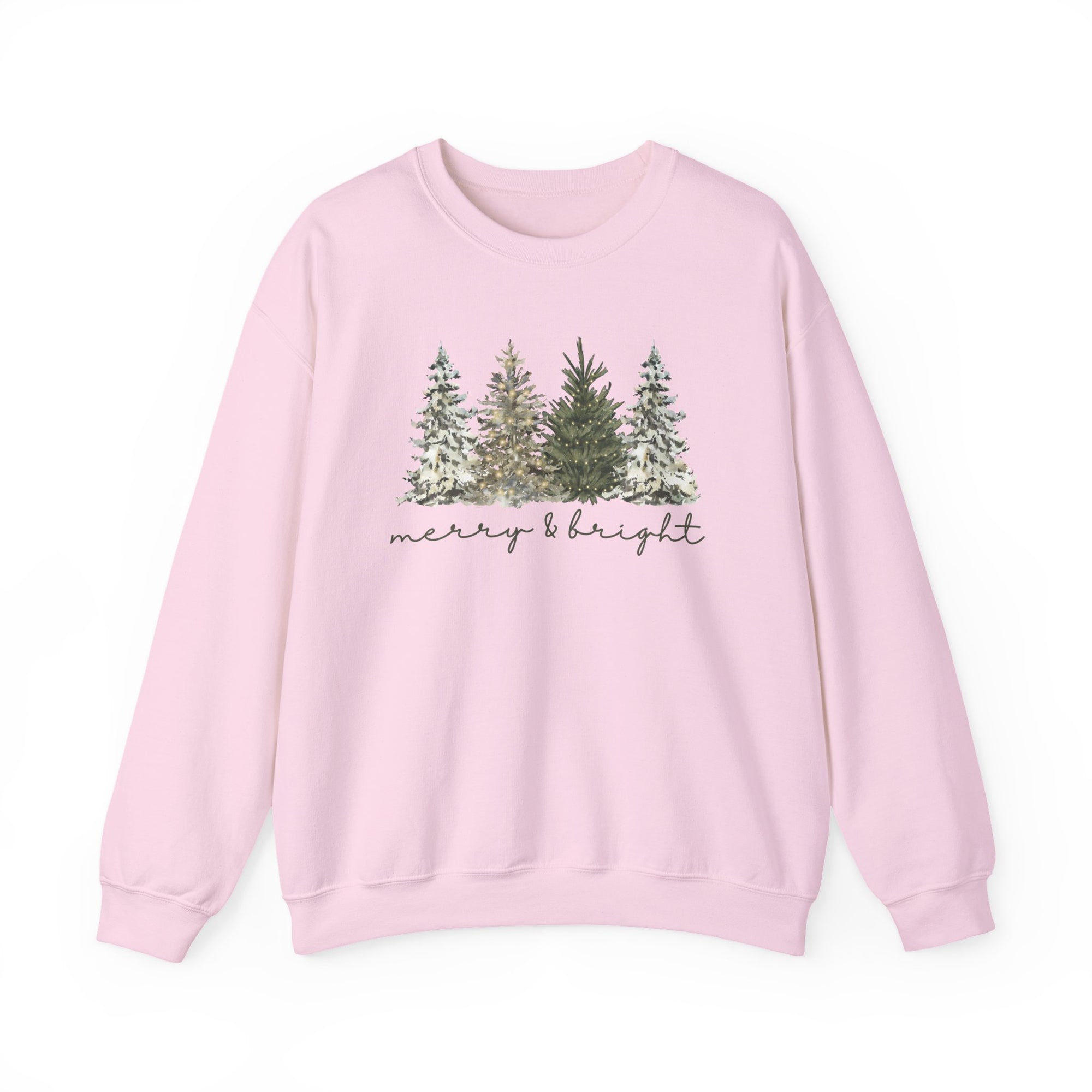 Merry & Bright Winter Trees Heavy Blend Unisex Crewneck Cozy Christmas Sweatshirt - Sydney So Sweet