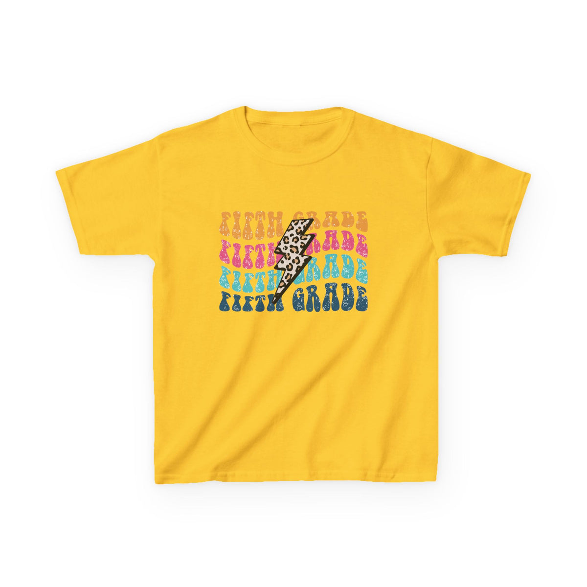 Fifth Grade Leopard Lightning Graphic Tee Back-to-School 5th Grade Kids T-Shirt