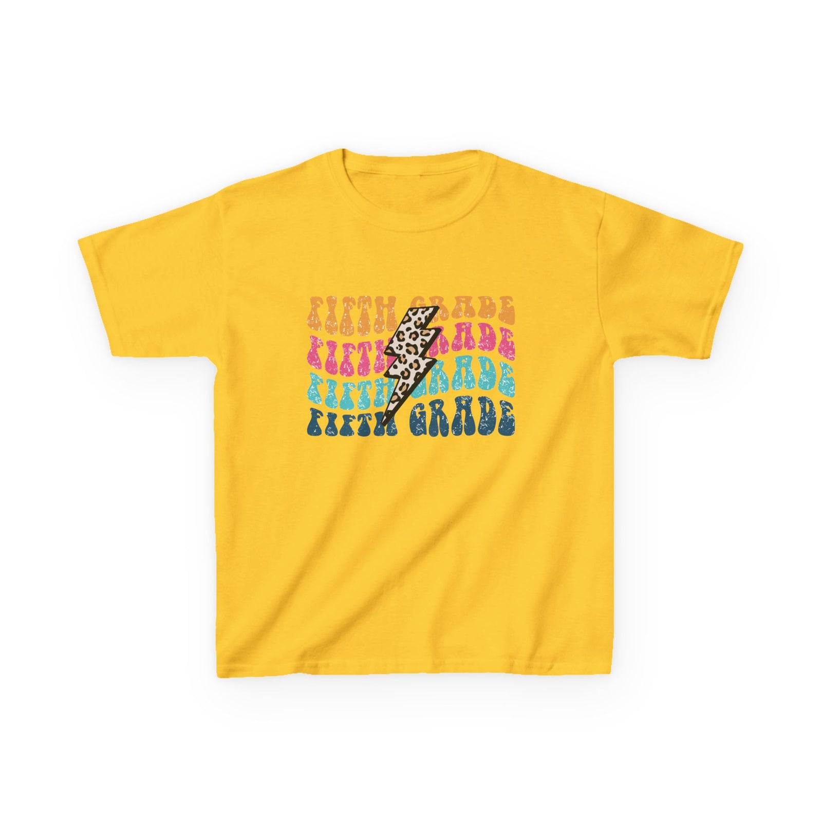 Fifth Grade Leopard Lightning Graphic Tee Back-to-School 5th Grade Kids T-Shirt