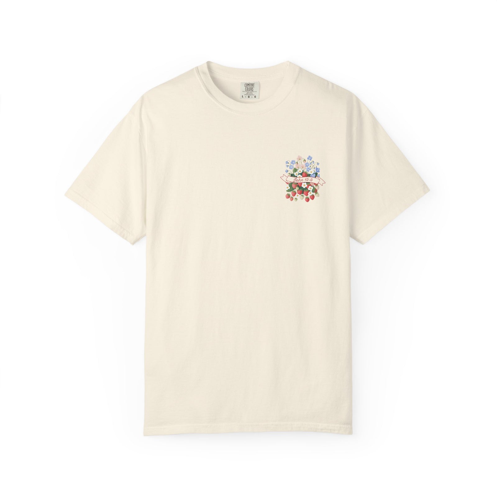 Bear Good Fruit John 15:5 Strawberry T-Shirt Christian Floral Bouquet Tee