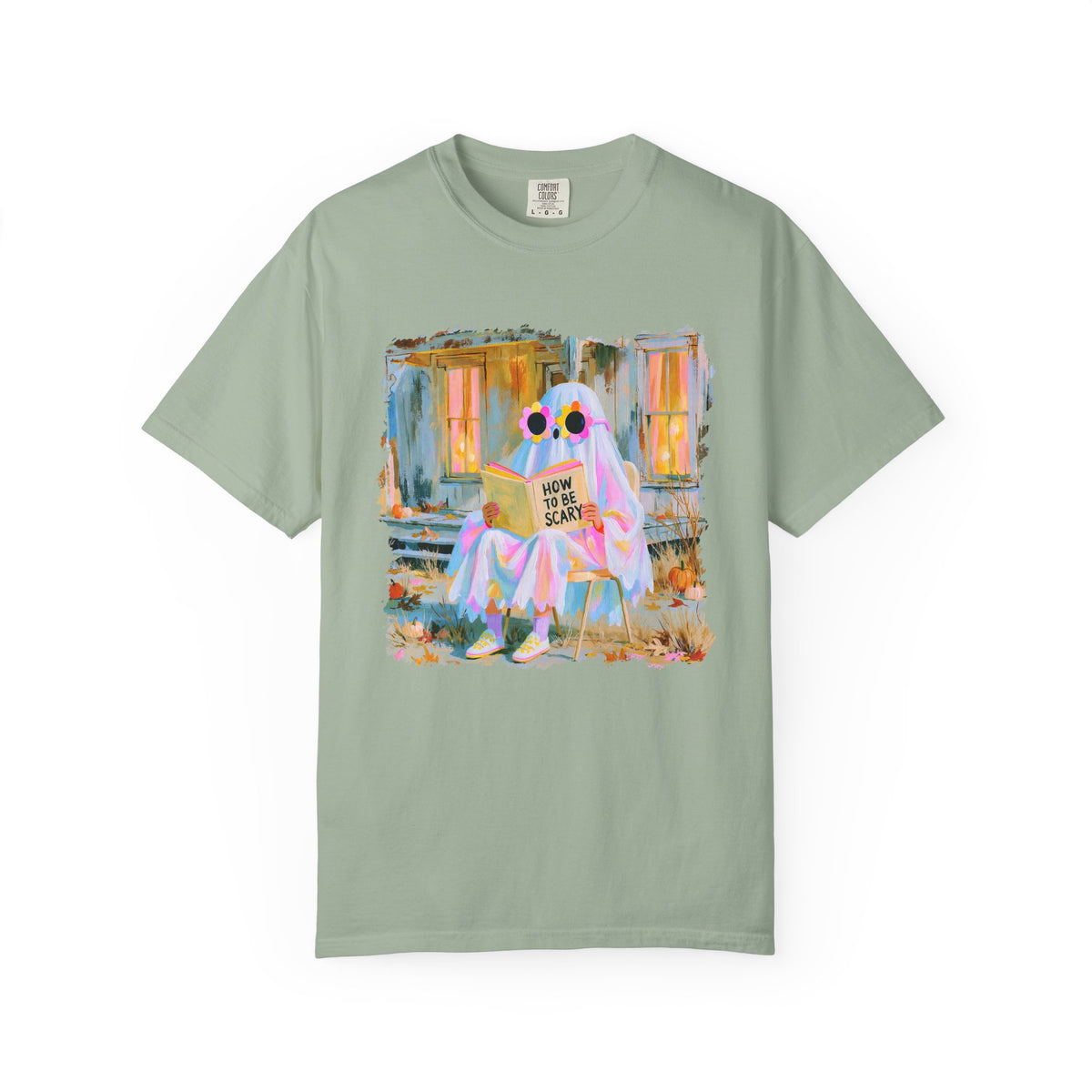 How to Be Scary Ghost Book T-Shirt Pastel Retro Spooky Halloween Graphic Tee