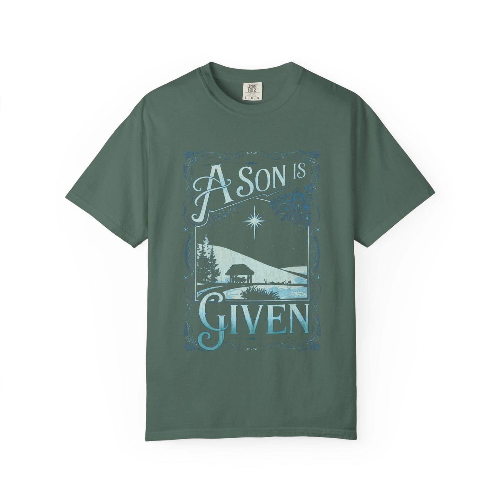 A Son is Given Jesus Christmas Distressed T-Shirt Christian Graphic Tee