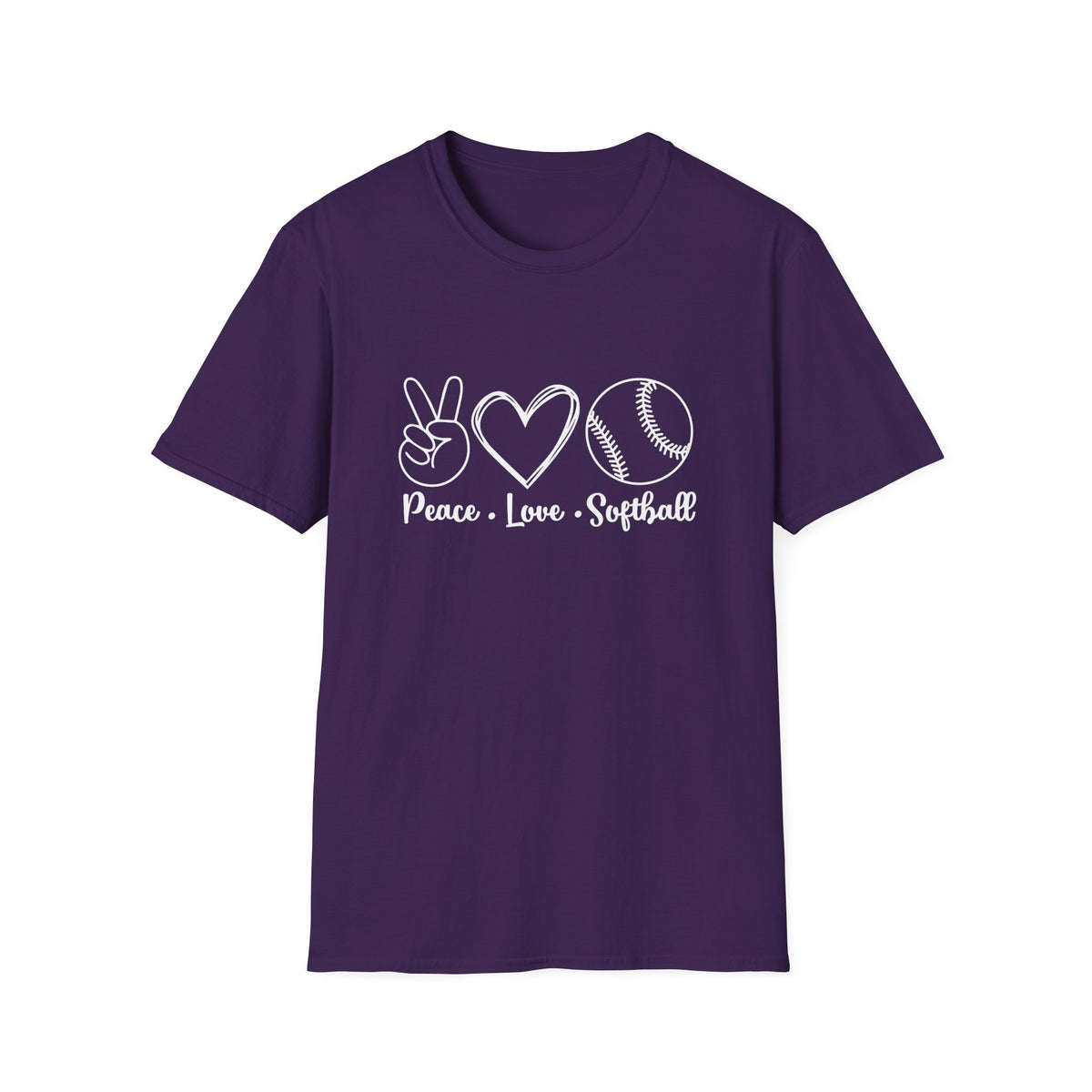 Peace Love Softball Repeat Graphic T-Shirt Cute Sports Mom Tee (12 Team Colors)