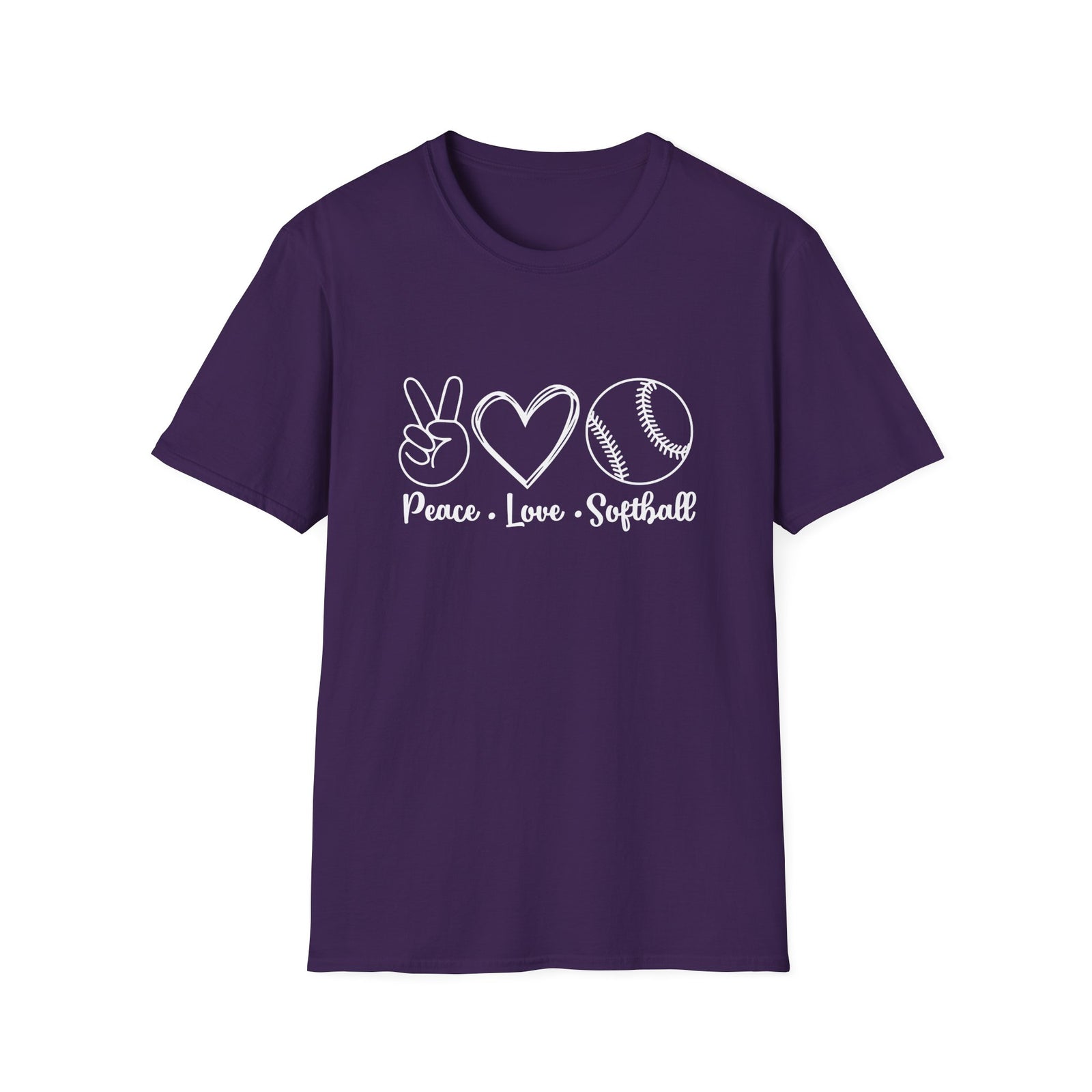 Peace Love Softball Repeat Graphic T-Shirt Cute Sports Mom Tee (12 Team Colors)