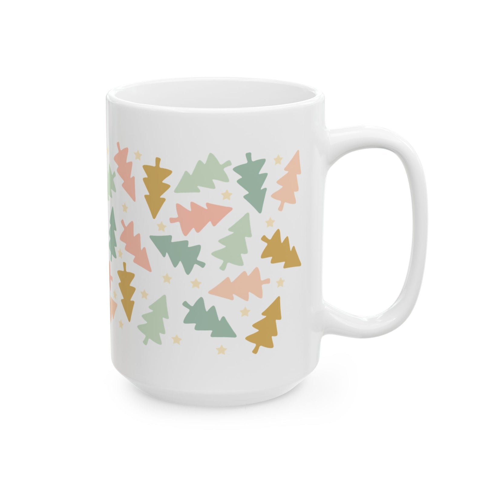 Vintage Christmas Trees Ceramic Mug Coffee Cup (11oz & 15oz)