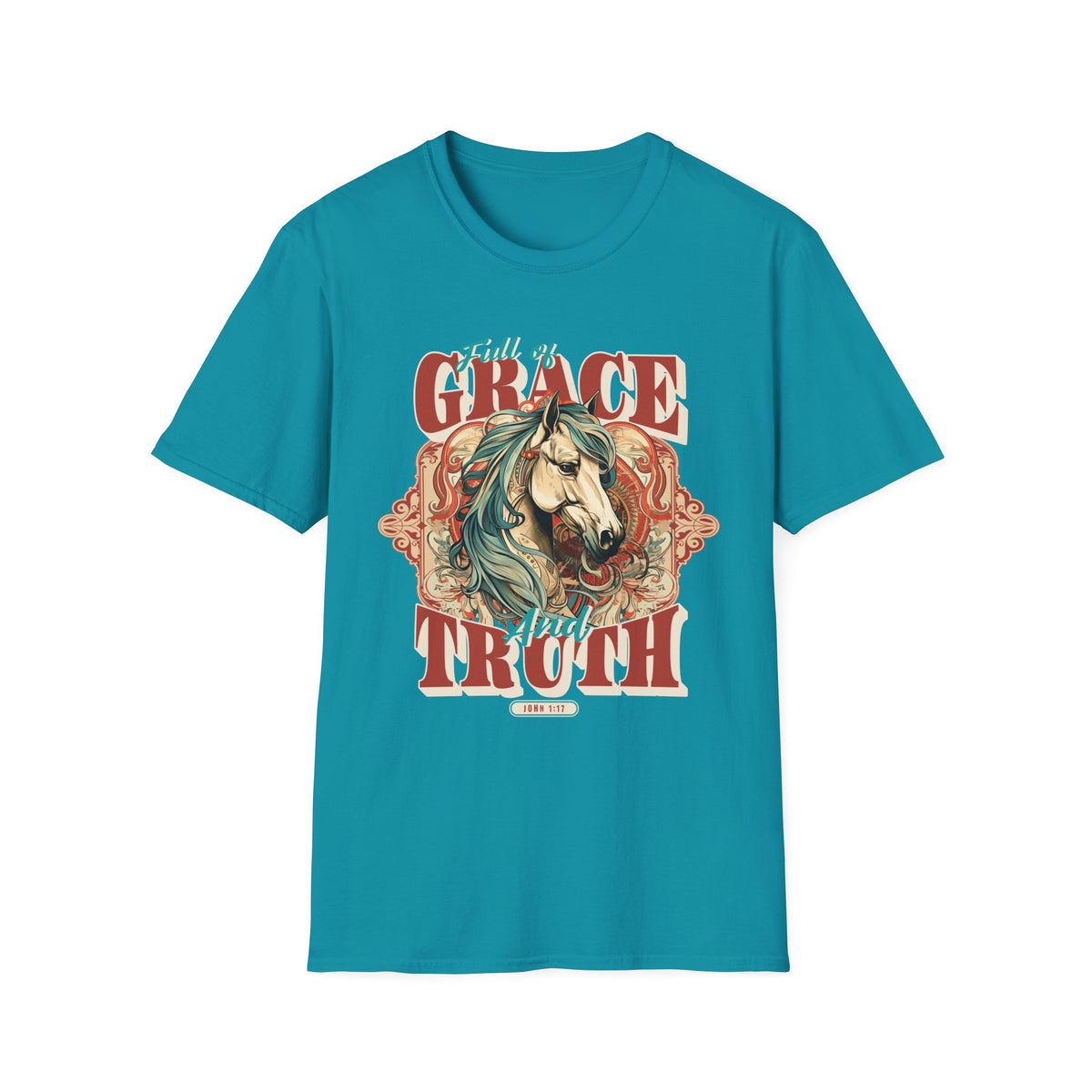 Full of Grace and Truth Horse T-Shirt Faith-Inspired Christian Graphic Tee