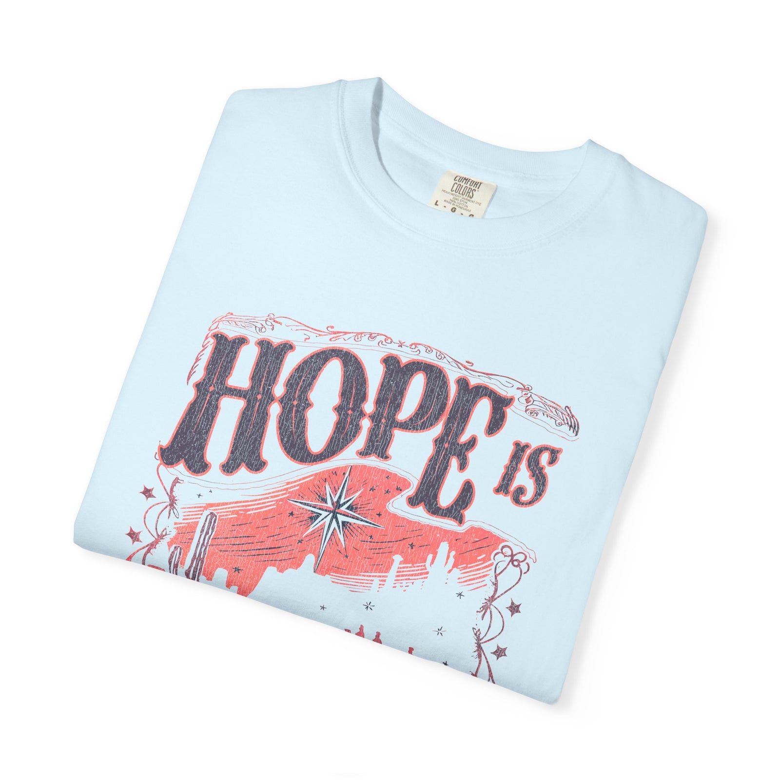 Hope is Born Christmas T-Shirt Christian Distressed Western Graphic Tee