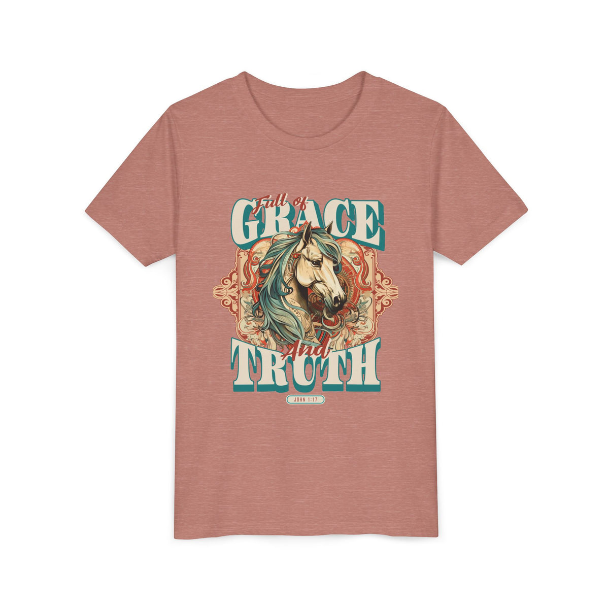 Full of Grace and Truth Kids T-Shirt Western Horse Christian Graphic Tee