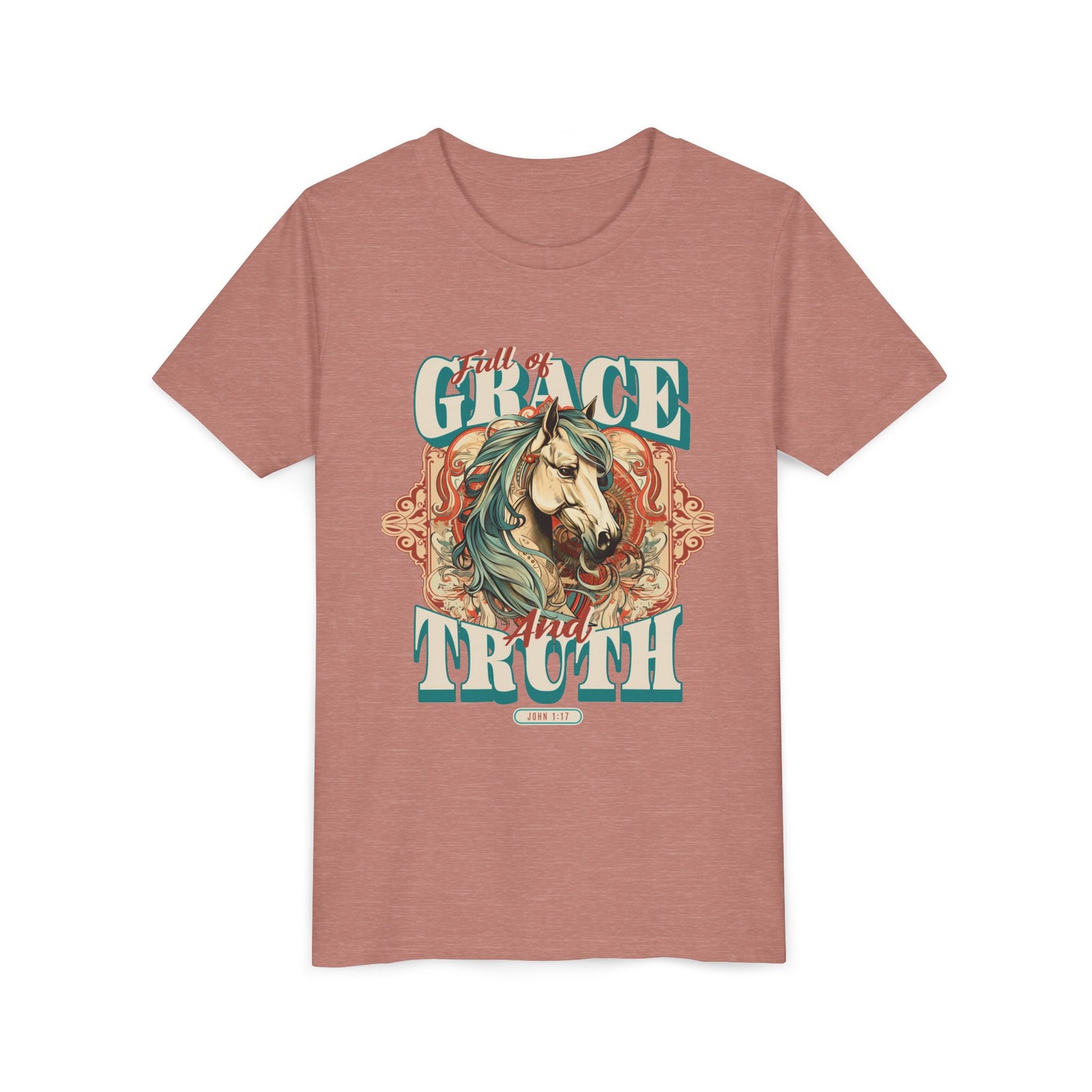 Full of Grace and Truth Kids T-Shirt Western Horse Christian Graphic Tee