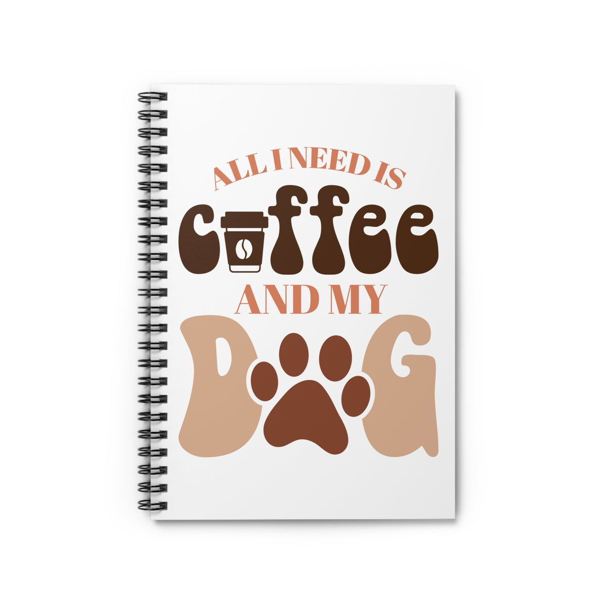 Coffee and My Dog Spiral Ruled Notebook Cute Paw Print Journal for Dog Lovers