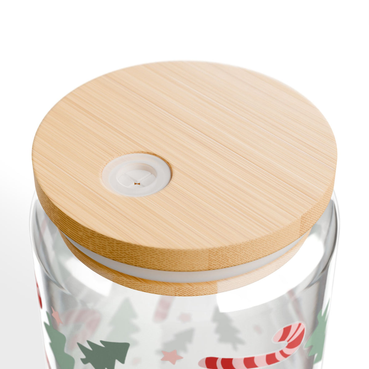Candy Canes & Christmas Trees Sipper Glass 16oz Reusable Drink Jar with Lid & Straw