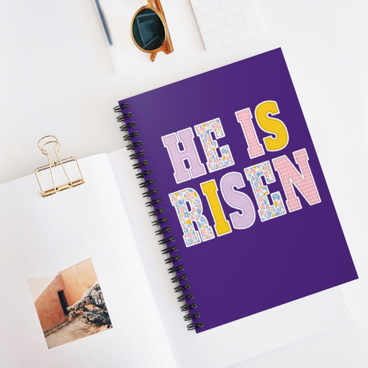 He Is Risen Spiral Notebook Easter Christian Ruled Journal