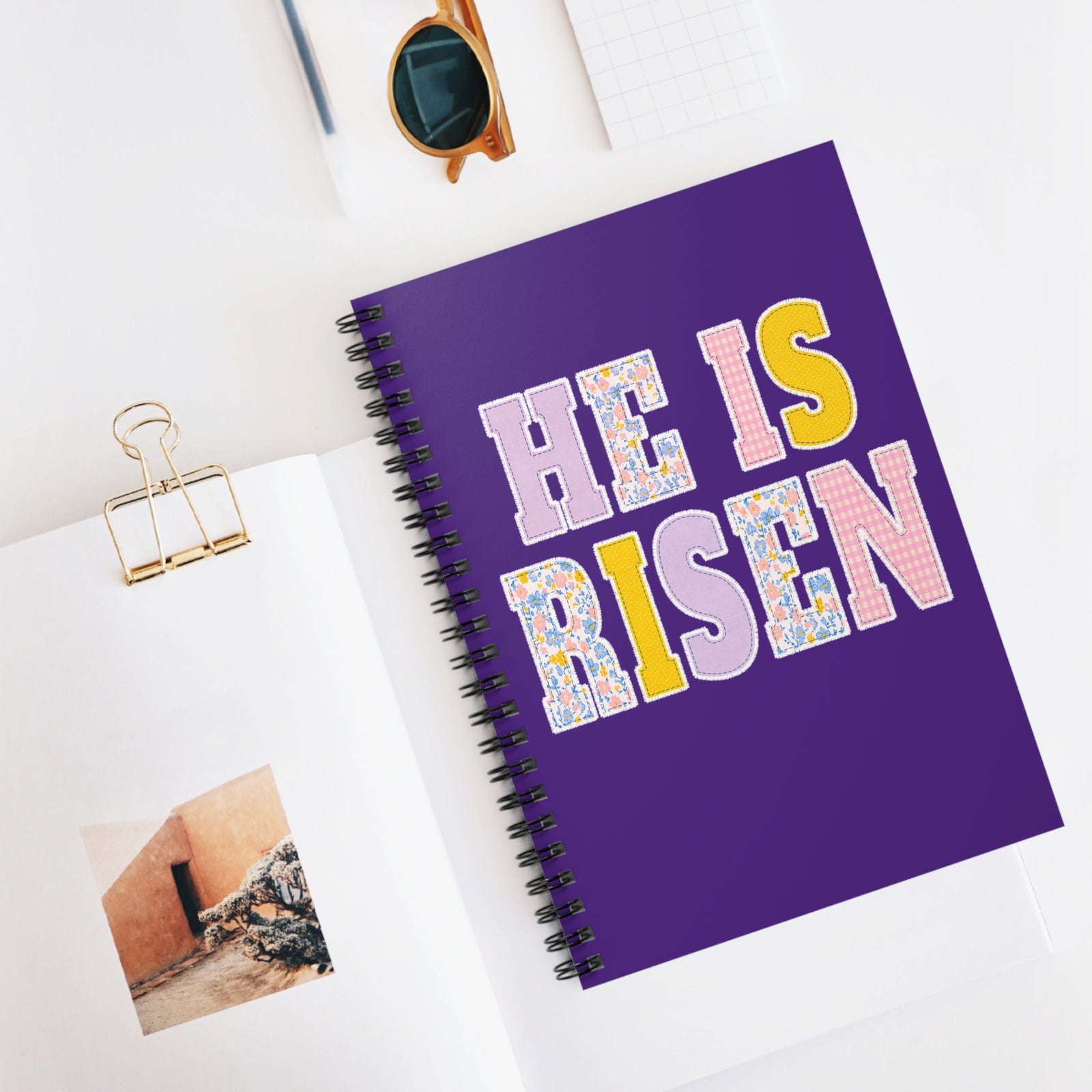 He Is Risen Spiral Notebook Easter Christian Ruled Journal