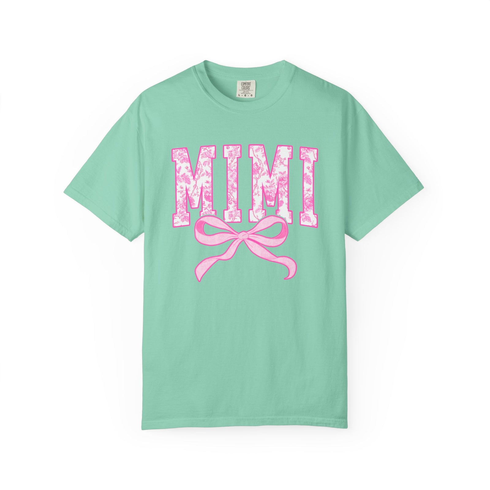 Mimi Coquette Pink Toile Bow T-Shirt Cute Grandmother Graphic Tee