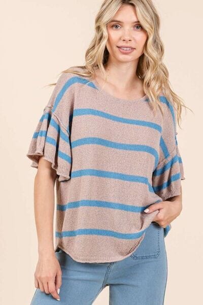 Mittoshop Striped Flounce Sleeve Knit Top - Sydney So Sweet